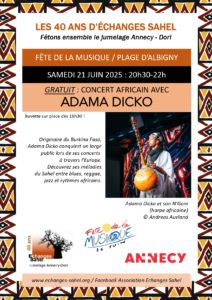 Concert gratuit samedi 21 juin 2025 à 20h30, plage d'Albigny (Annecy)